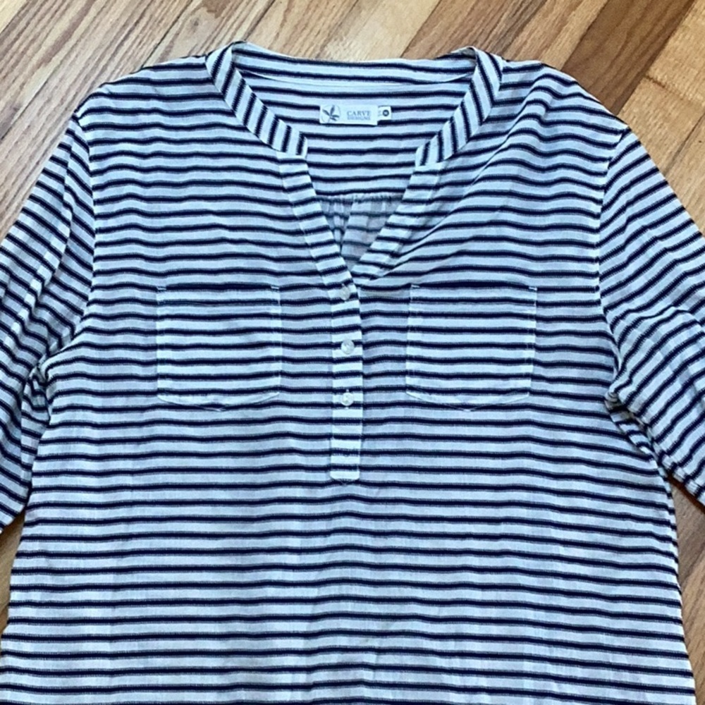 Carve Designs Dylan horizontal stripe organic cotton Gauze Shirt size medium - Picture 3 of 10